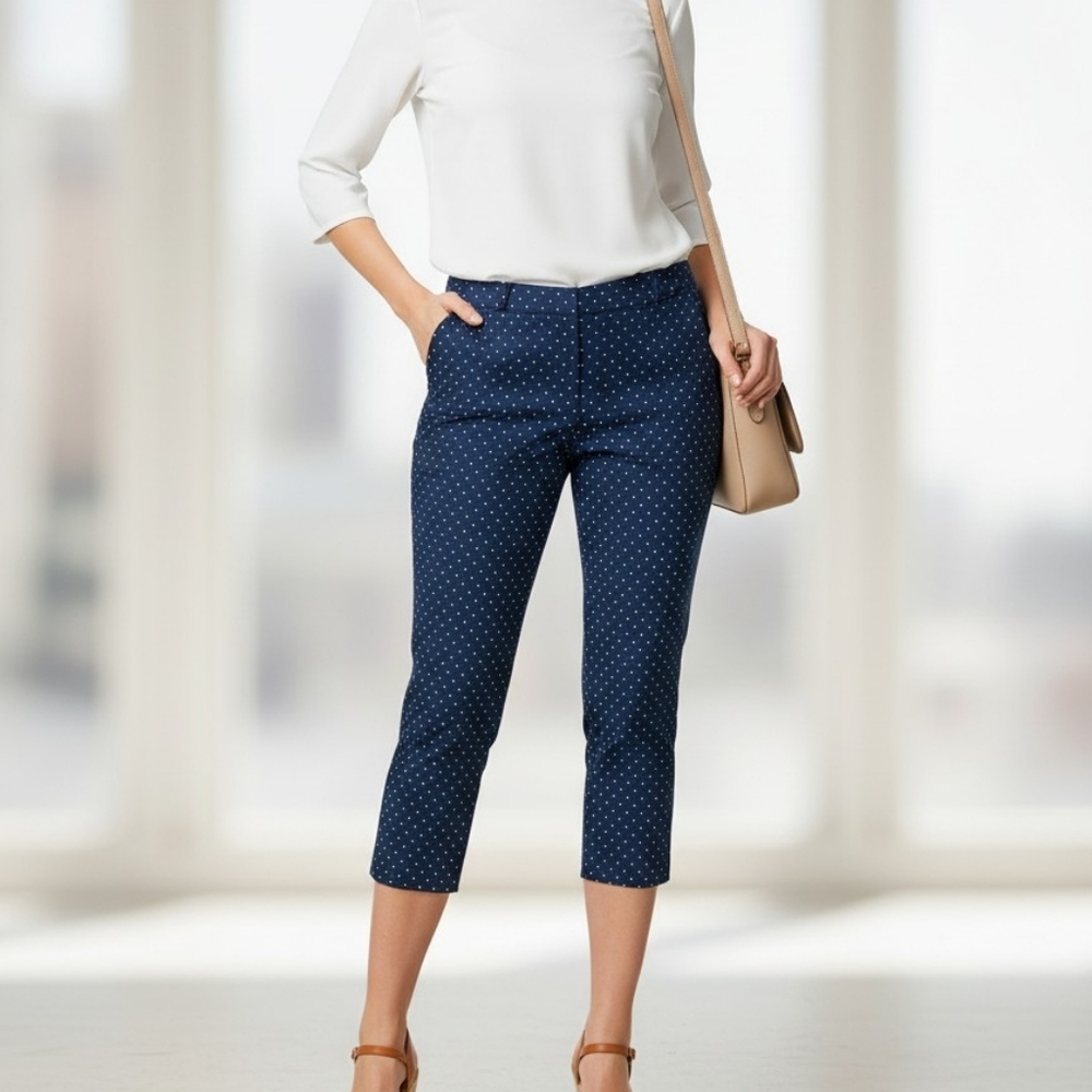 Liz Claiborne Woman Navy Polka Dot Capris